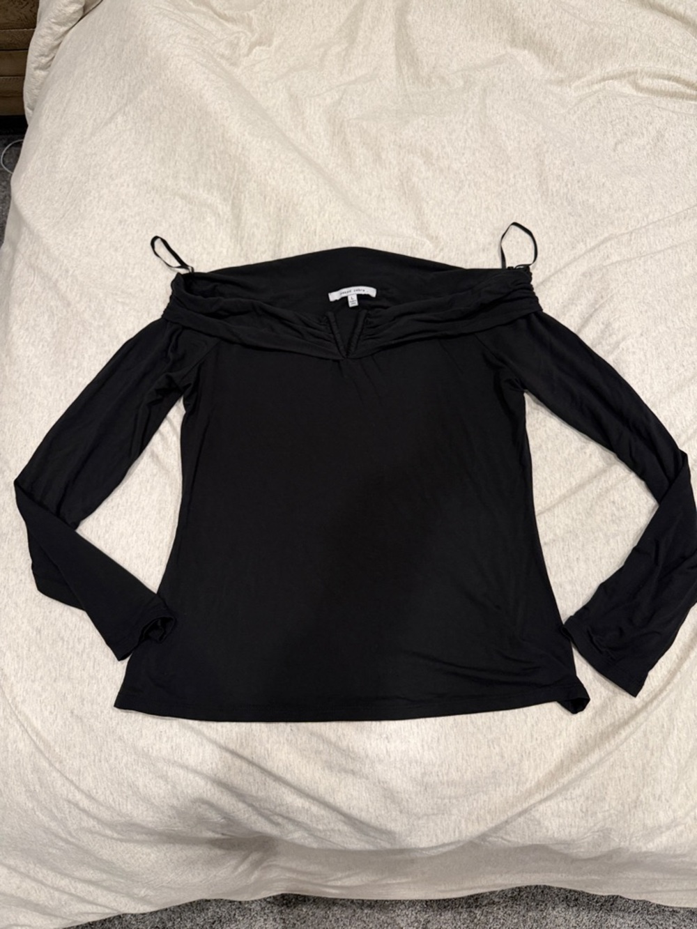 Naked Zebra Black Off-Shoulder Long Sleeve Top